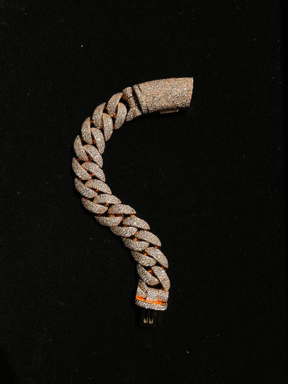 20MM VVS Rose Gold Mosaic Handset Cuban Link Bracelet
